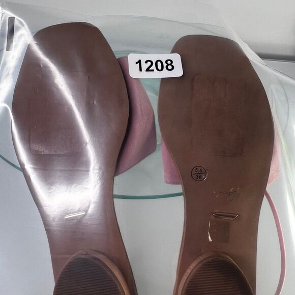 42 Gold by Chinese laundry Slide Sandals Pink Suede Leather Ankle Strap - Picture 8 of 8